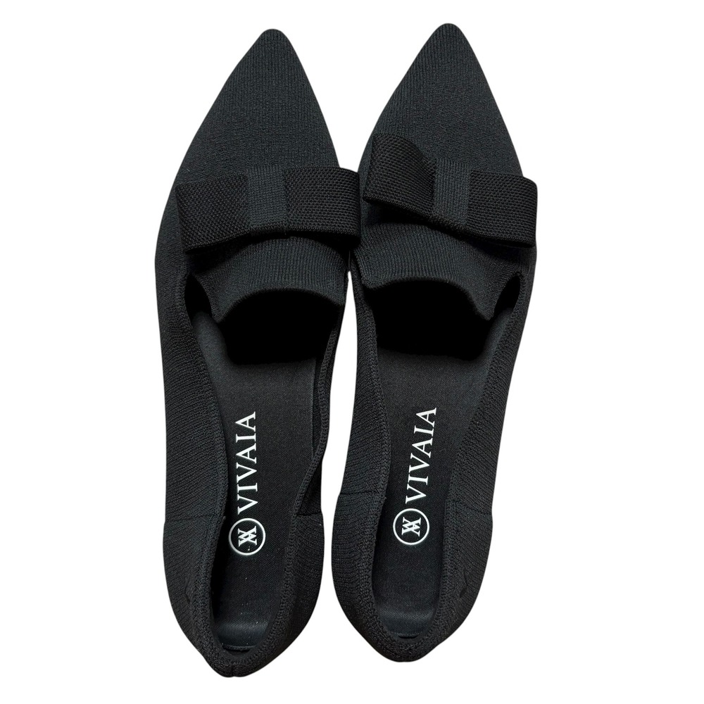 Vivaia Black Pointed Bow Flats - Picture 5 of 10